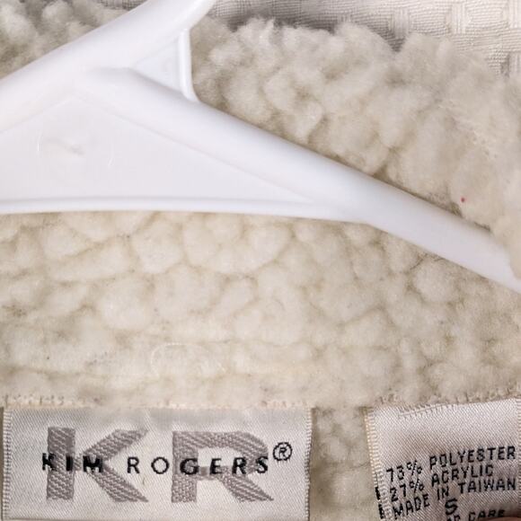 Kim Rogers Women’s Size S Beige Faux Suede Sherpa Lined Jacket Button Fleece - Picture 3 of 4